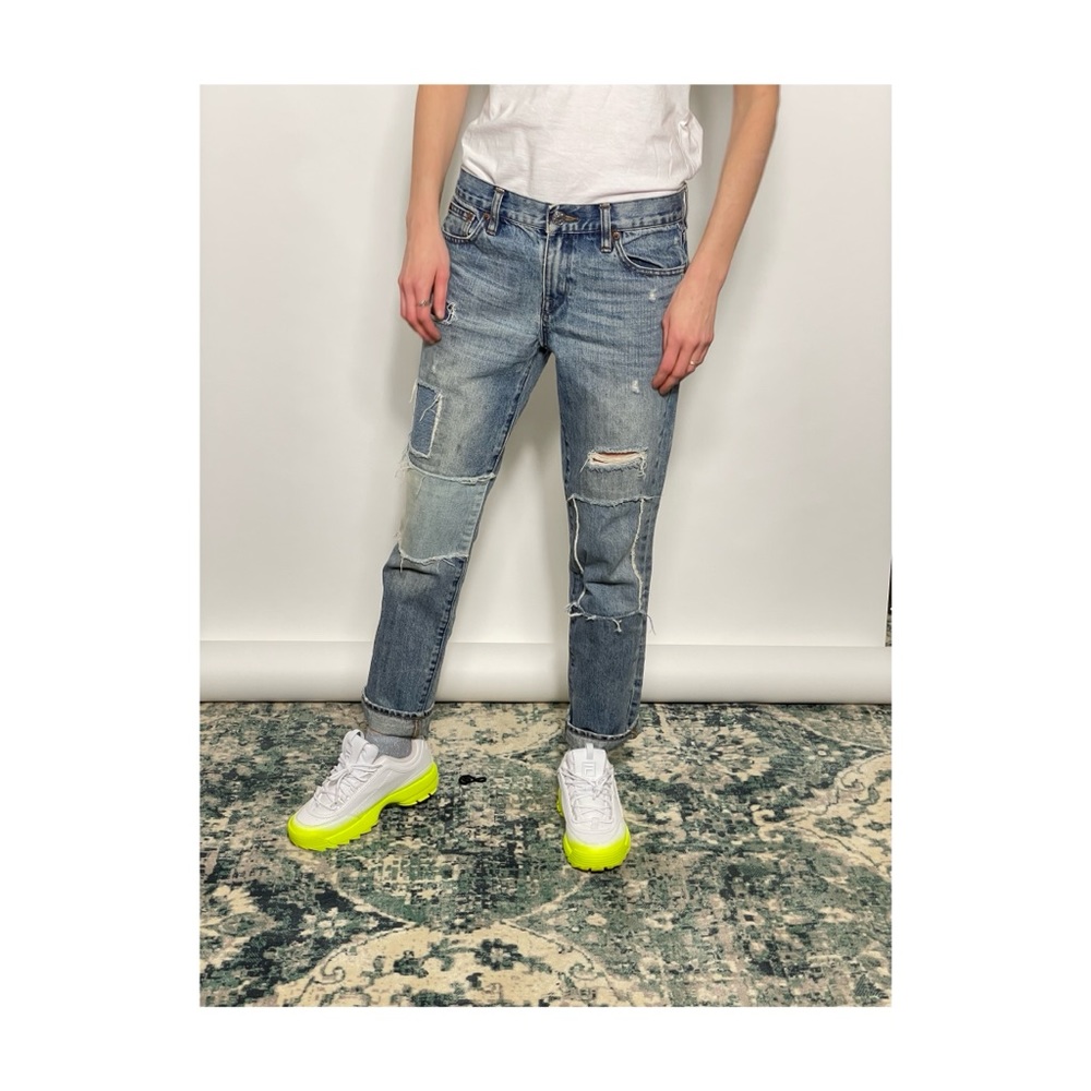 J.Crew straight leg patchwork jeans